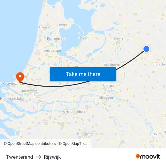 Twenterand to Rijswijk map