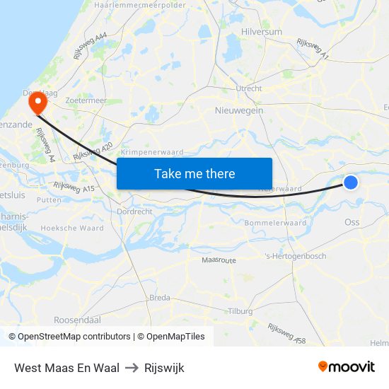 West Maas En Waal to Rijswijk map