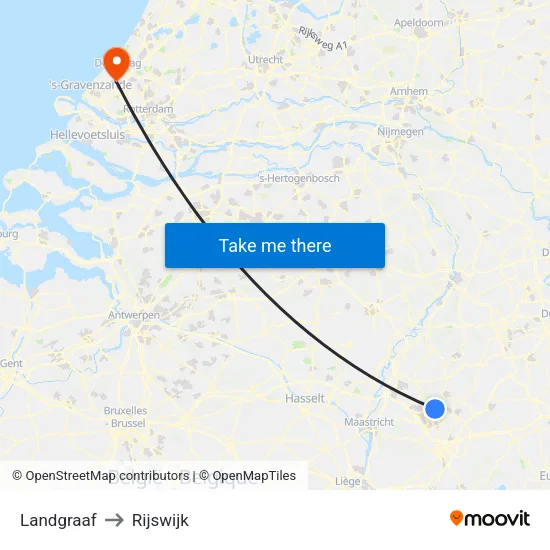 Landgraaf to Rijswijk map