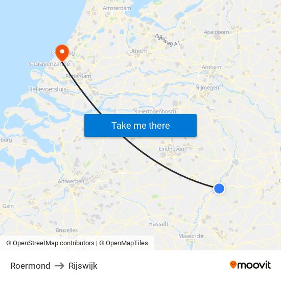 Roermond to Rijswijk map