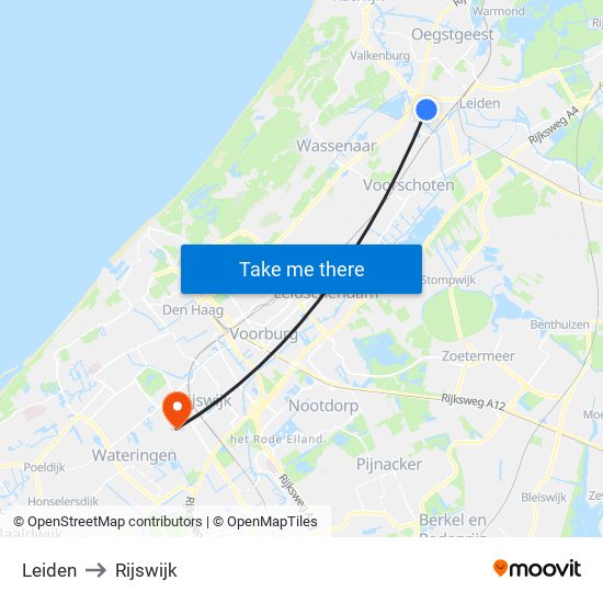 Leiden to Rijswijk map
