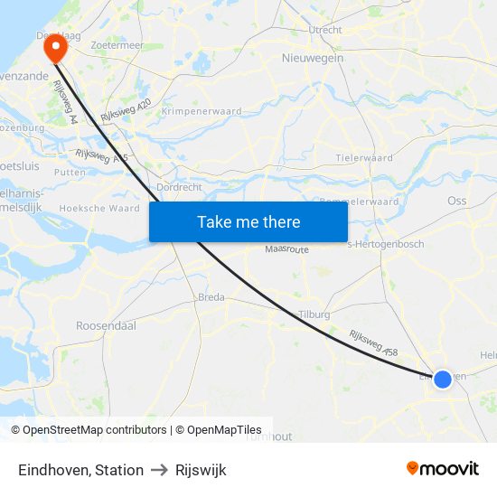 Eindhoven, Station to Rijswijk map