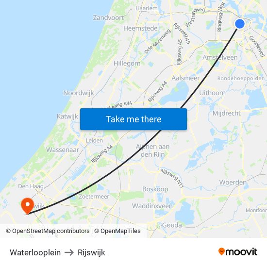 Waterlooplein to Rijswijk map