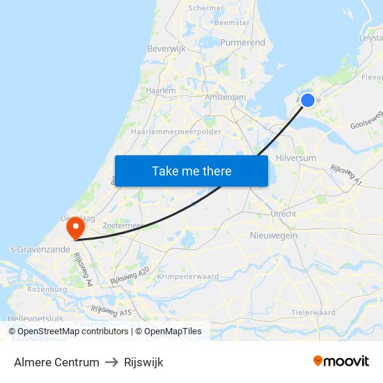 Almere Centrum to Rijswijk map