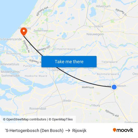 'S-Hertogenbosch (Den Bosch) to Rijswijk map