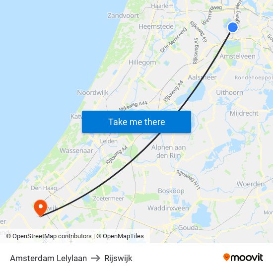 Amsterdam Lelylaan to Rijswijk map