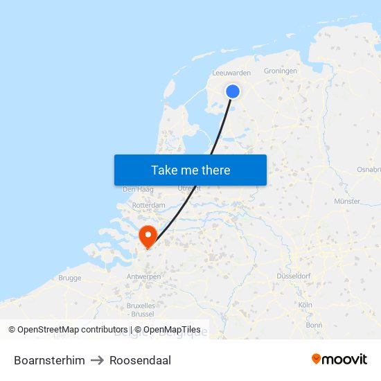 Boarnsterhim to Roosendaal map