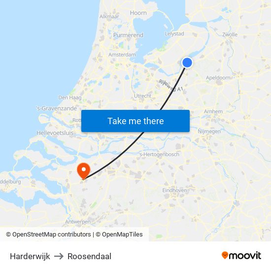 Harderwijk to Roosendaal map