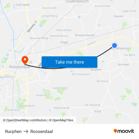 Rucphen to Roosendaal map