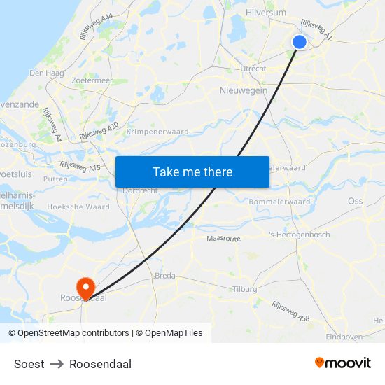 Soest to Roosendaal map