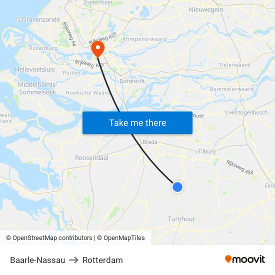 Baarle-Nassau to Rotterdam map