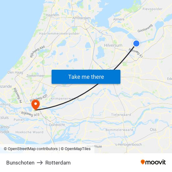 Bunschoten to Rotterdam map