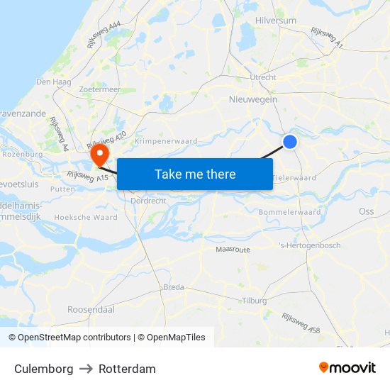 Culemborg to Rotterdam map