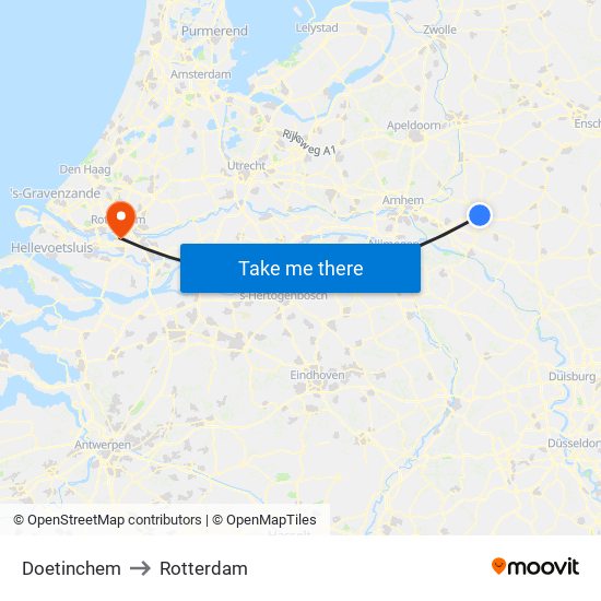 Doetinchem to Rotterdam map