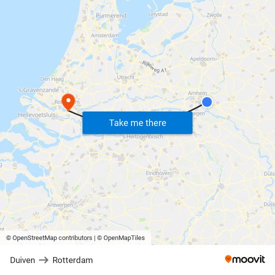 Duiven to Rotterdam map