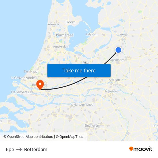 Epe to Rotterdam map