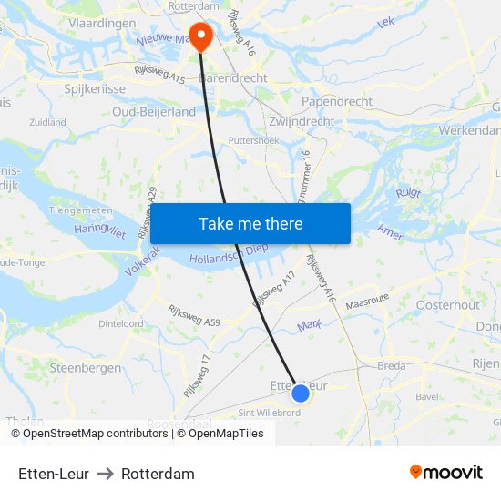 Etten-Leur to Rotterdam map