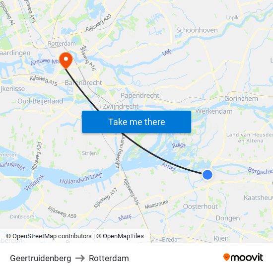 Geertruidenberg to Rotterdam map