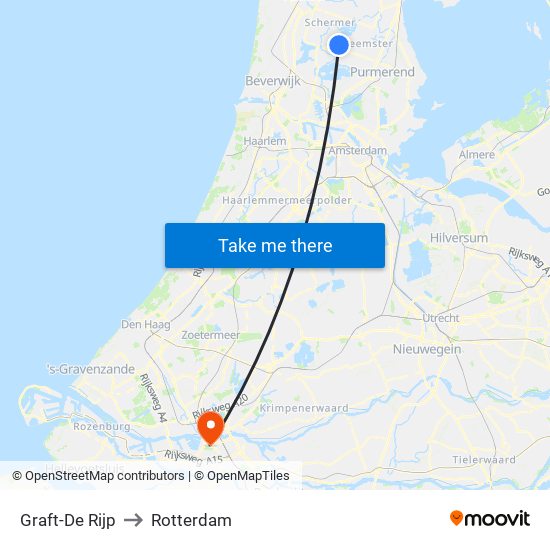 Graft-De Rijp to Rotterdam map