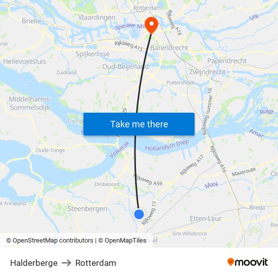 Halderberge to Rotterdam map