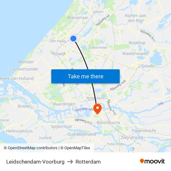 Leidschendam-Voorburg to Rotterdam map