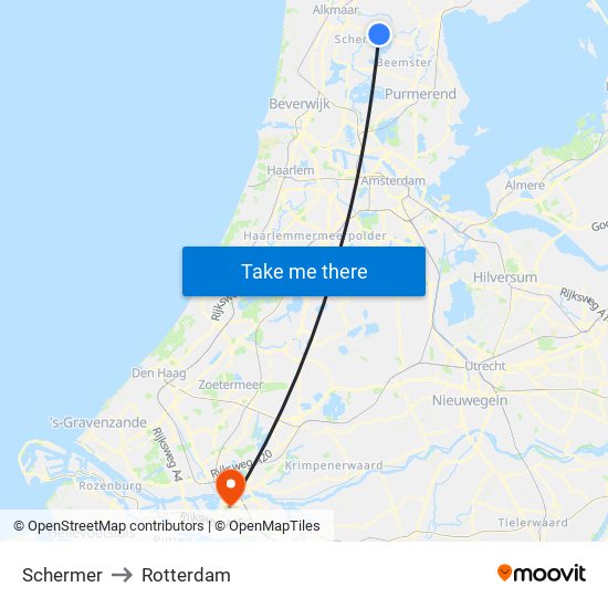 Schermer to Rotterdam map