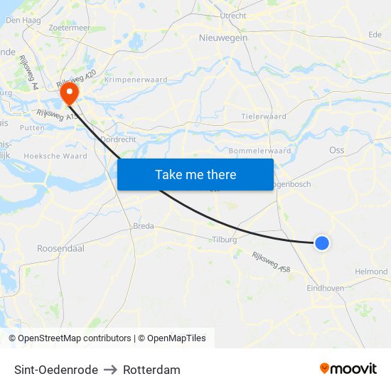 Sint-Oedenrode to Rotterdam map