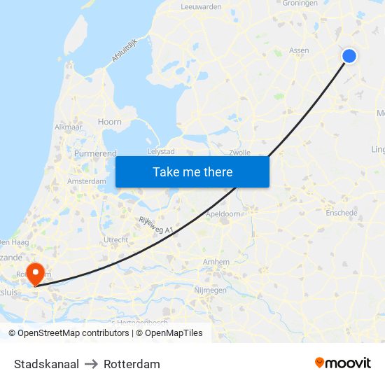 Stadskanaal to Rotterdam map