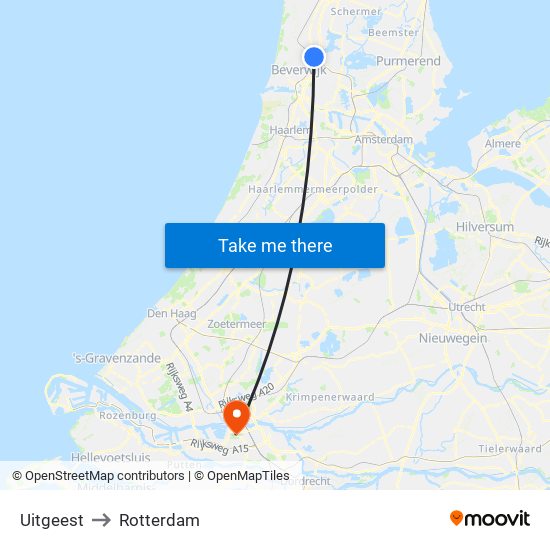 Uitgeest to Rotterdam map