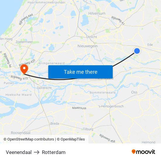 Veenendaal to Rotterdam map