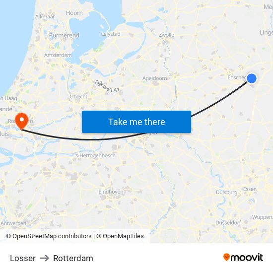 Losser to Rotterdam map