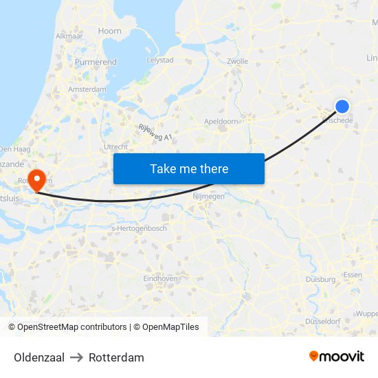 Oldenzaal to Rotterdam map