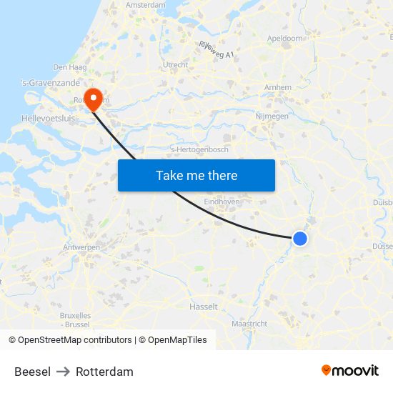 Beesel to Rotterdam map