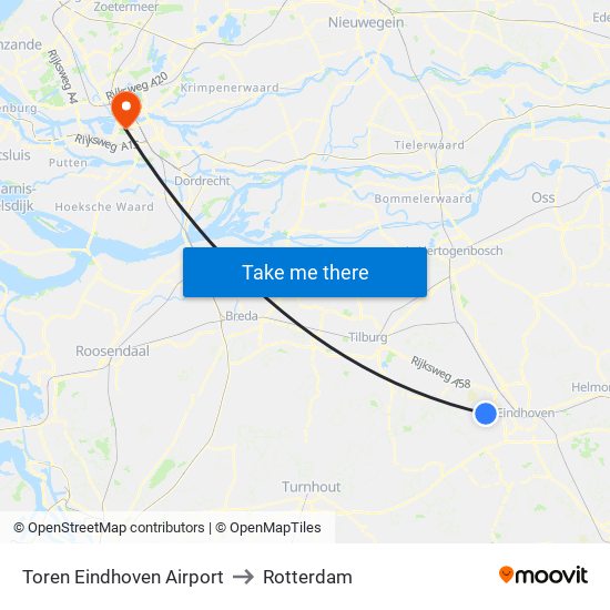 Toren Eindhoven Airport to Rotterdam map