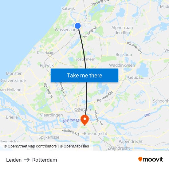 Leiden to Rotterdam map