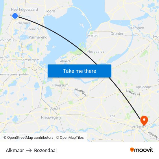 Alkmaar to Rozendaal map