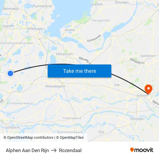 Alphen Aan Den Rijn to Rozendaal map
