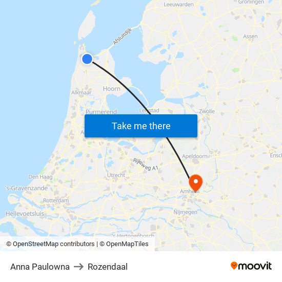 Anna Paulowna to Rozendaal map