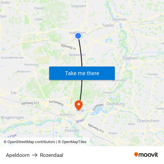 Apeldoorn to Rozendaal map