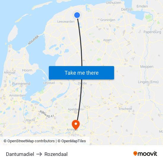 Dantumadiel to Rozendaal map