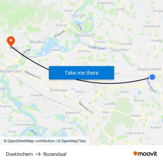 Doetinchem to Rozendaal map