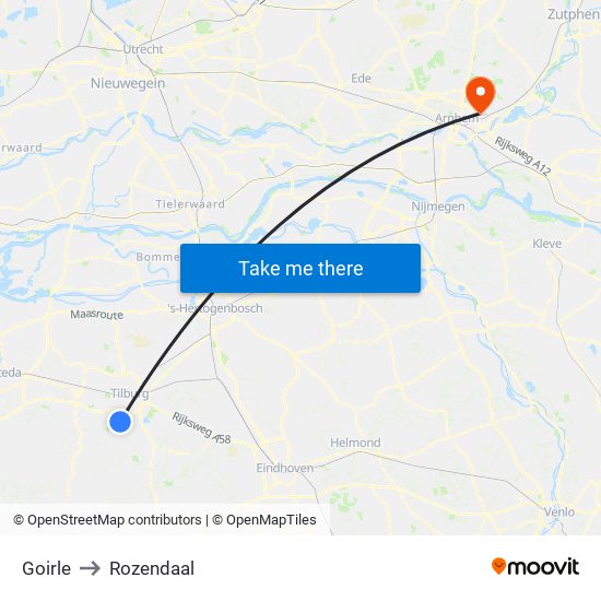 Goirle to Rozendaal map