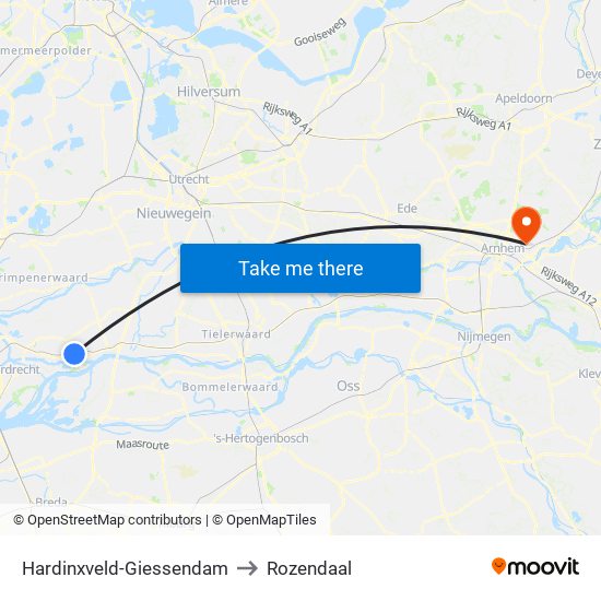 Hardinxveld-Giessendam to Rozendaal map