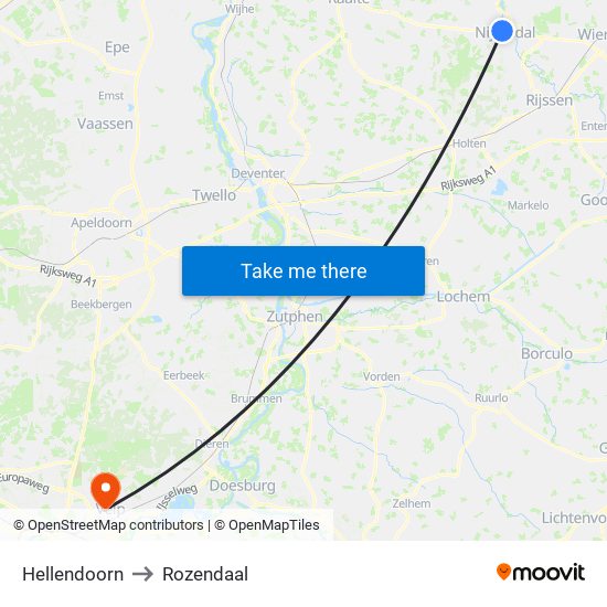 Hellendoorn to Rozendaal map