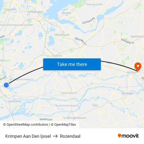 Krimpen Aan Den Ijssel to Rozendaal map