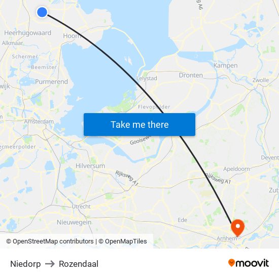 Niedorp to Rozendaal map