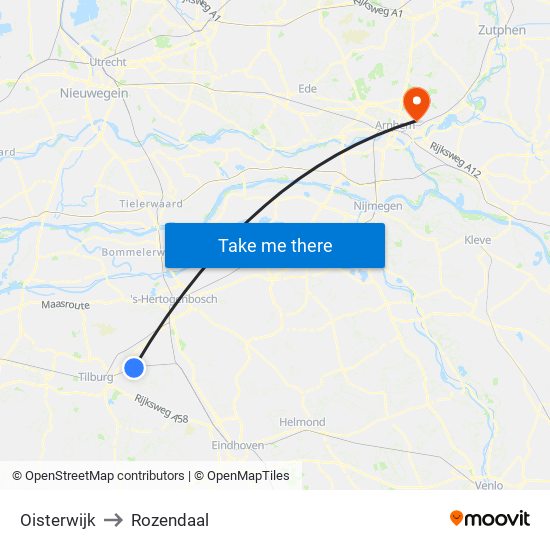 Oisterwijk to Rozendaal map