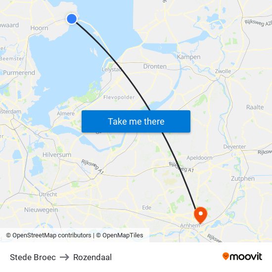 Stede Broec to Rozendaal map