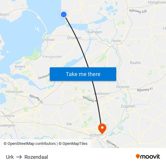 Urk to Rozendaal map