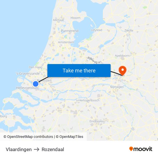 Vlaardingen to Rozendaal map